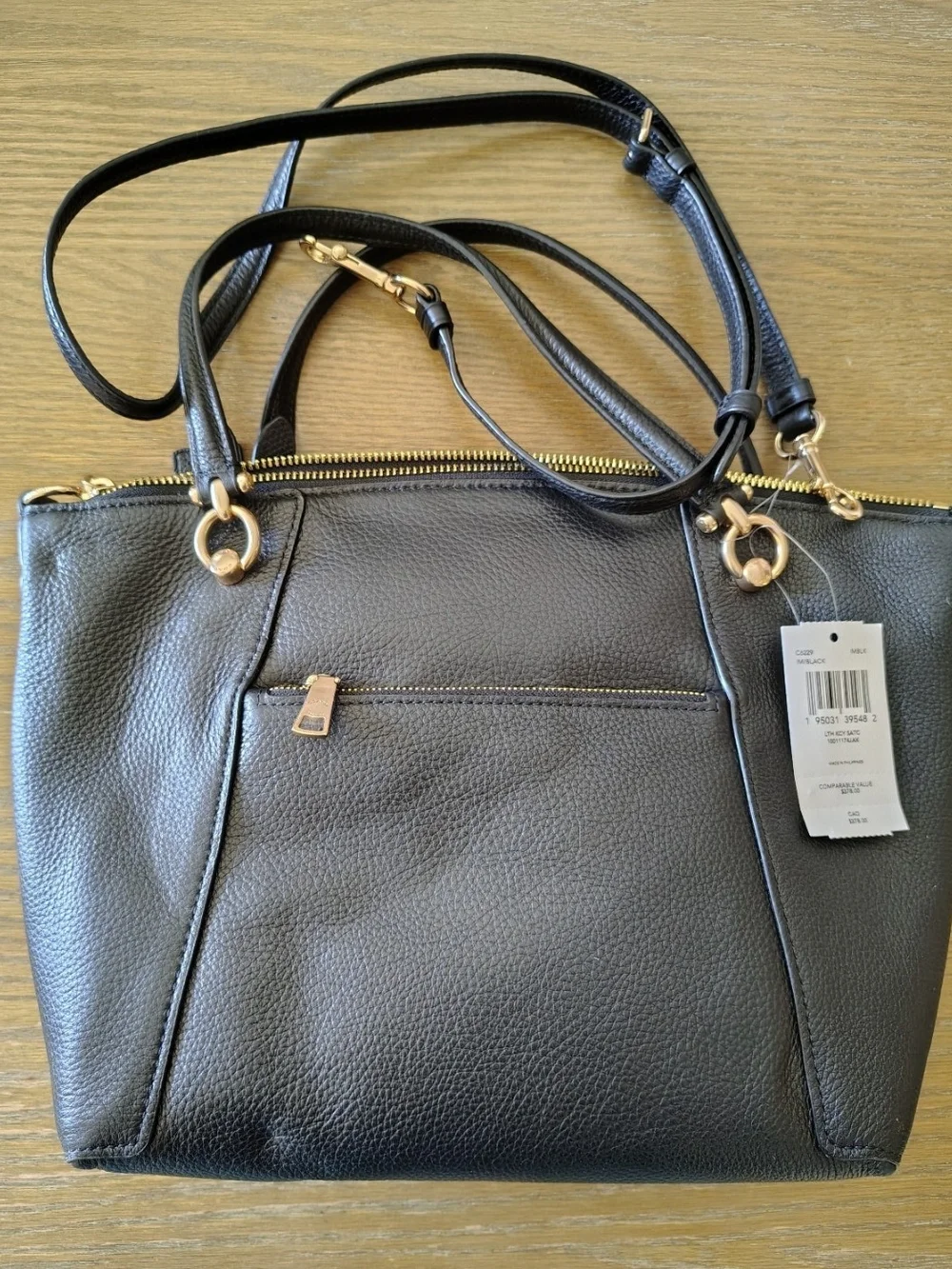 Coach Kacey Black Pebble Leather Satchel Crossbody Handbag C6229